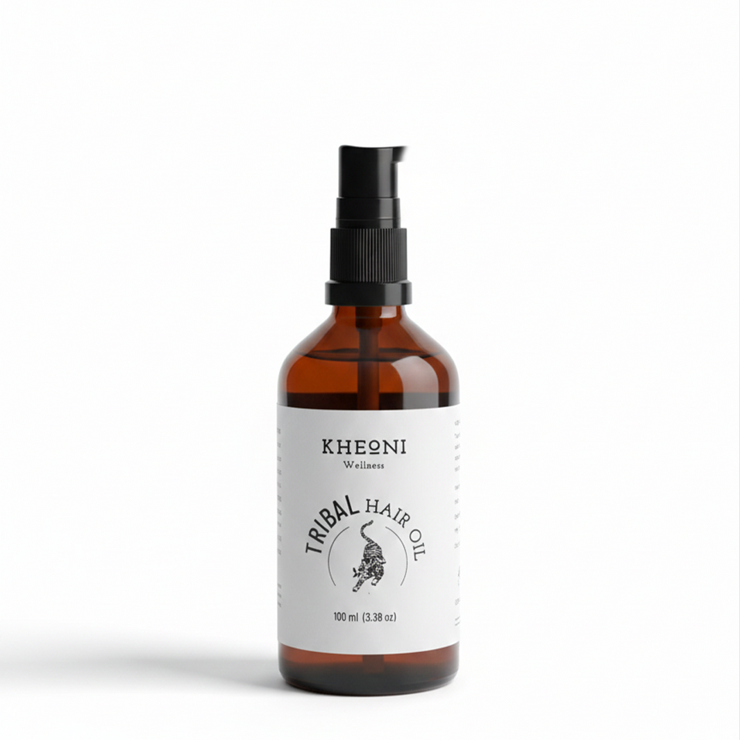 Kheoni Tribal Ayurvedic hair oil bottle