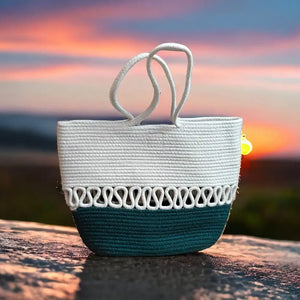 Cream & Green Designer bag | ONEarth - EarthBased 