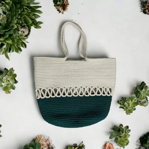 Cream & Green Designer bag | ONEarth - EarthBased 