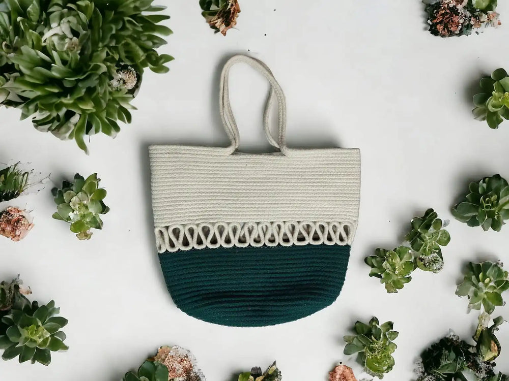 Cream & Green Designer bag | ONEarth - EarthBased 