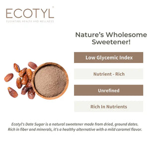 Ecotyl Dates Sugar | Natural Sweetener | Rich in Minerals | 300g - EarthBased 