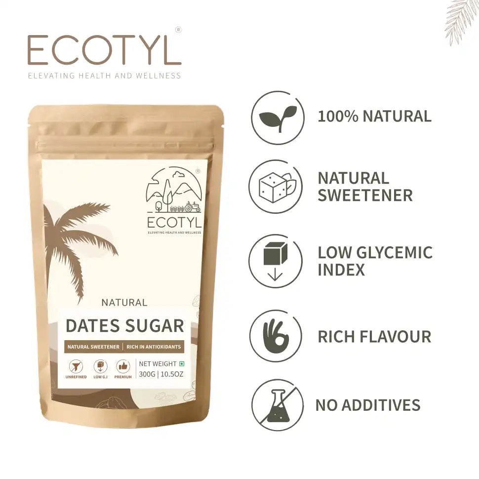 Ecotyl Dates Sugar | Natural Sweetener | Rich in Minerals | 300g - EarthBased 