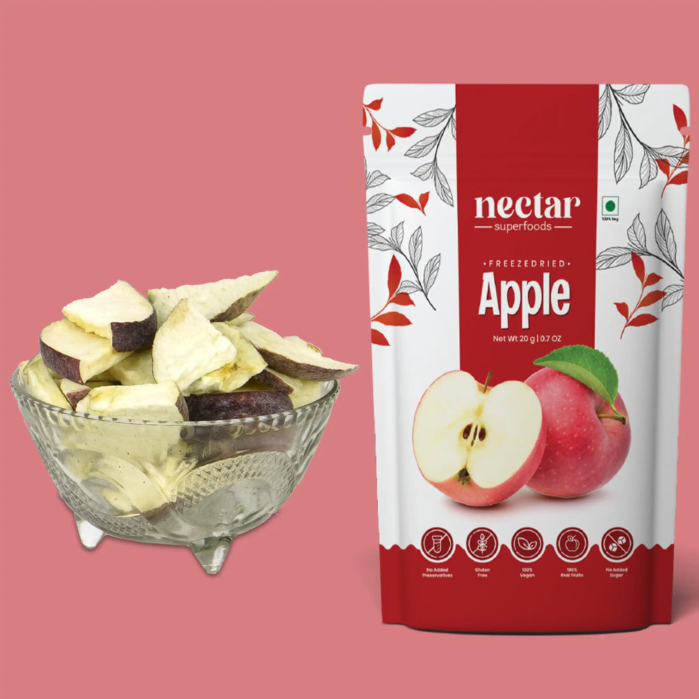 NECTAR SUPER FOODS- FREEZE DRIED APPLE CUBES- PACK OF 2 UNITS 20 GM EACH - EarthBased 