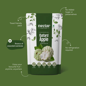 NECTAR SUPERFOODS- FREEZE DRIED CUSTARD APPLE CUBES- PACK OF 2 UNITS 20 GM EACH - EarthBased 