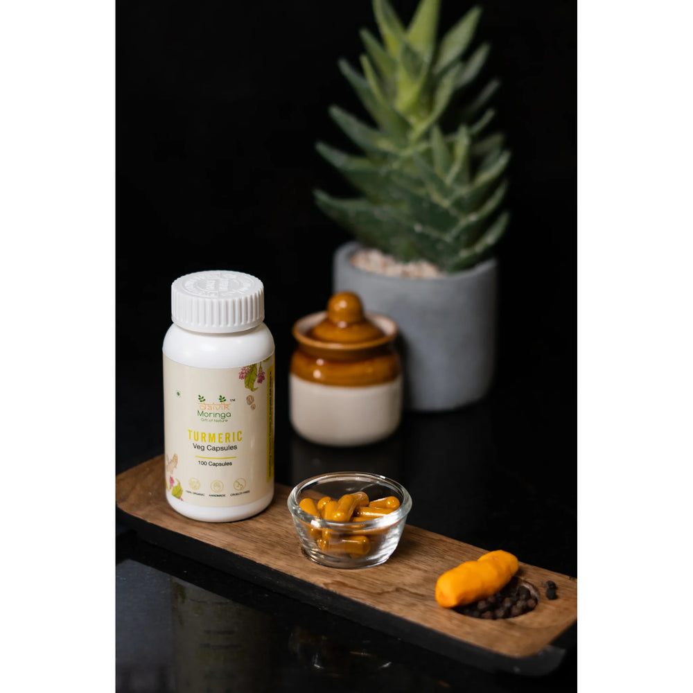 Daivik Moringa Turmeric Veg Capsules | 100% Natural | Immunity Booster, AntiInflammatory, Antioxidant | 100 Caps Each - EarthBased 