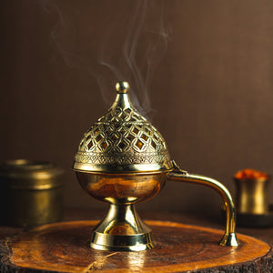 Jasmine Havan Cups & Brass Dhooni | Made from Cow dung & Temple Flower   |Gulessence - EarthBased 
