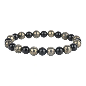 Natural Pyrite & Tourmaline Bracelet for Wealth, Power & Protection - EarthBased 