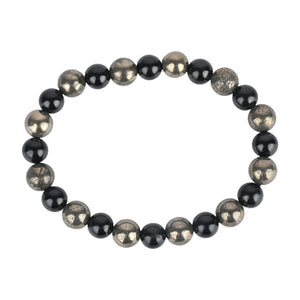 Natural Pyrite & Tourmaline Bracelet for Wealth, Power & Protection - EarthBased 