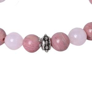 Healing gemstone bracelet Rose Quartz and Rhodonite - EarthBased 