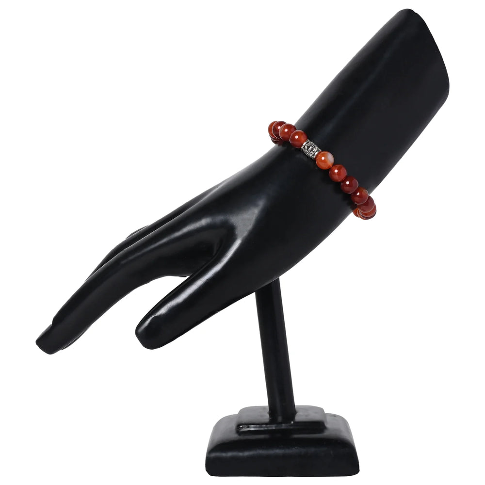Gemstone bracelet Carnelian stone is life-force, vitality and energy, strengthen Sacral Chakra and help in balancing energy - EarthBased 