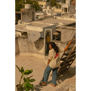 JOD Meher Shirt with hand-crafted floral artwork at the back