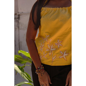 The Phool Tank Top by JOD, hand-painted floral sleeveless top on upcycled fabric