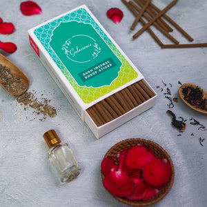 Gulessence Oudh, Nirvanasence , Rose, Jasmine Bambooless Dhoop Sticks | Pack of 4 - EarthBased 