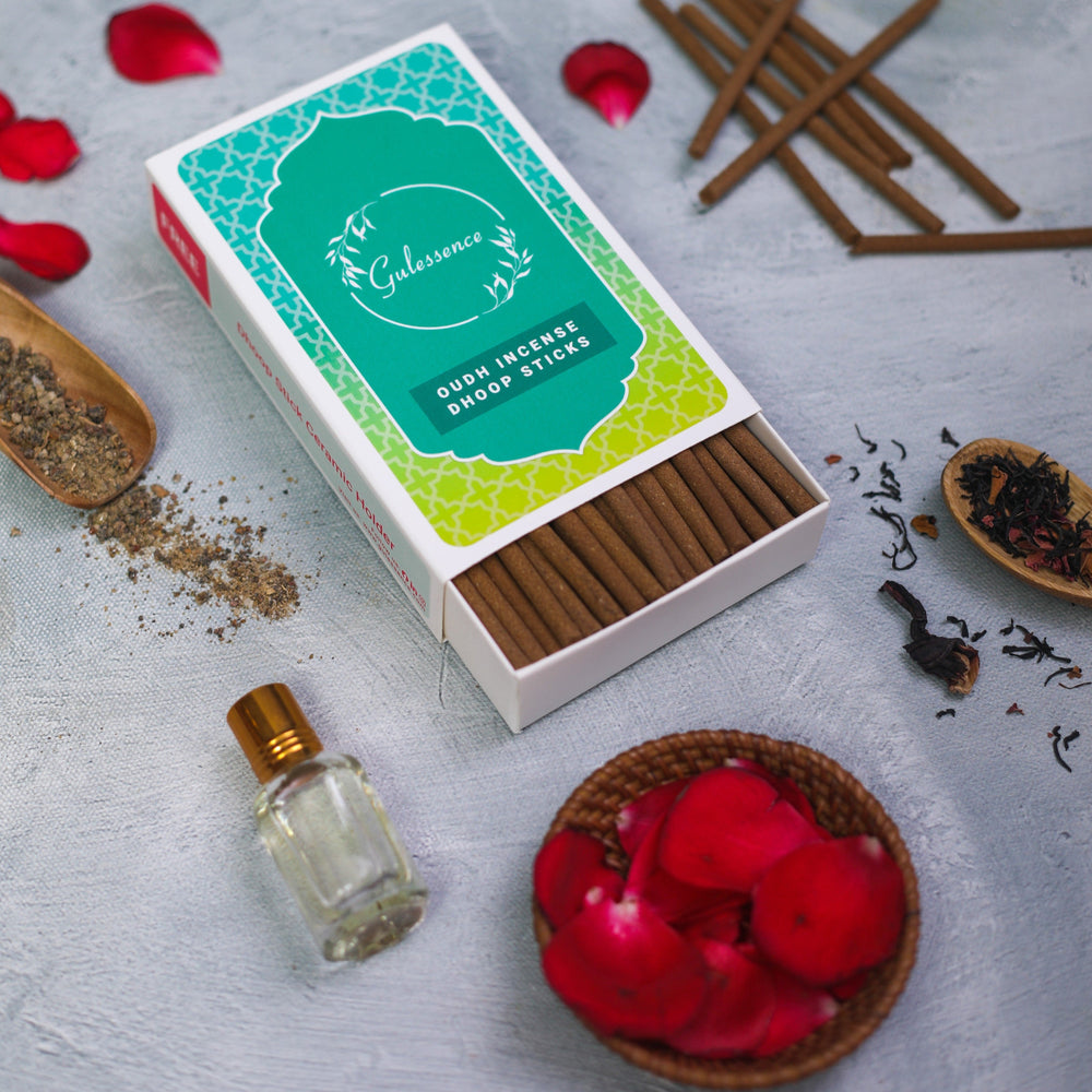 Gulessence Oudh, Nirvanasence , Rose, Jasmine Bambooless Dhoop Sticks | Pack of 4 - EarthBased 