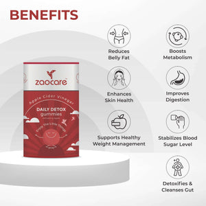 Zaocare Daily Detox Gummies For Fat Loss & Digestion | With Apple Cider Vinegar|100% Vegan - EarthBased 