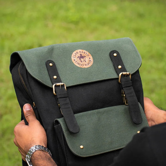 Dugong Backpack - Olive Green & Charcoal Black | Clan Earth - EarthBased 