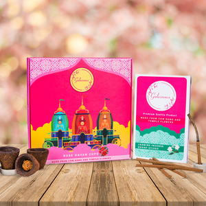 Rose Havan cup & Jasmine Dhoop Sticks - Made from Cowdung & Temple Flowers | Combo Boxes | Gulessence | Pack of 2 - EarthBased 