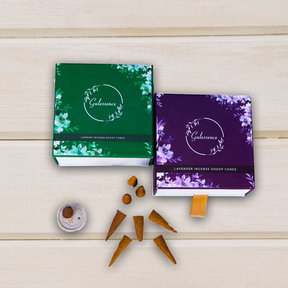 Jasmine  & Lavender Dhoop cones - Made from Temple Flower | Gulessence - EarthBased 