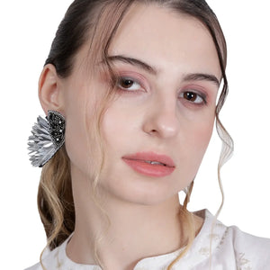 Elegant Angel Wing Earrings – Sterling Silver with Cluster Earrings/Hand Beaded - EarthBased 