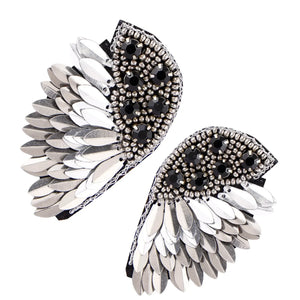 Elegant Angel Wing Earrings – Sterling Silver with Cluster Earrings/Hand Beaded - EarthBased 