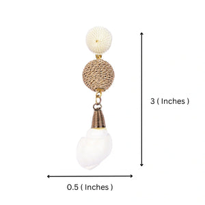 Elegant Shell Drop Earrings with Twisted Gold Bead Accents – Coastal Chic Jewellery - EarthBased 