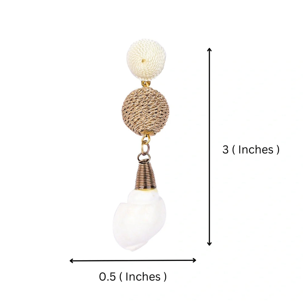 Elegant Shell Drop Earrings with Twisted Gold Bead Accents – Coastal Chic Jewellery - EarthBased 