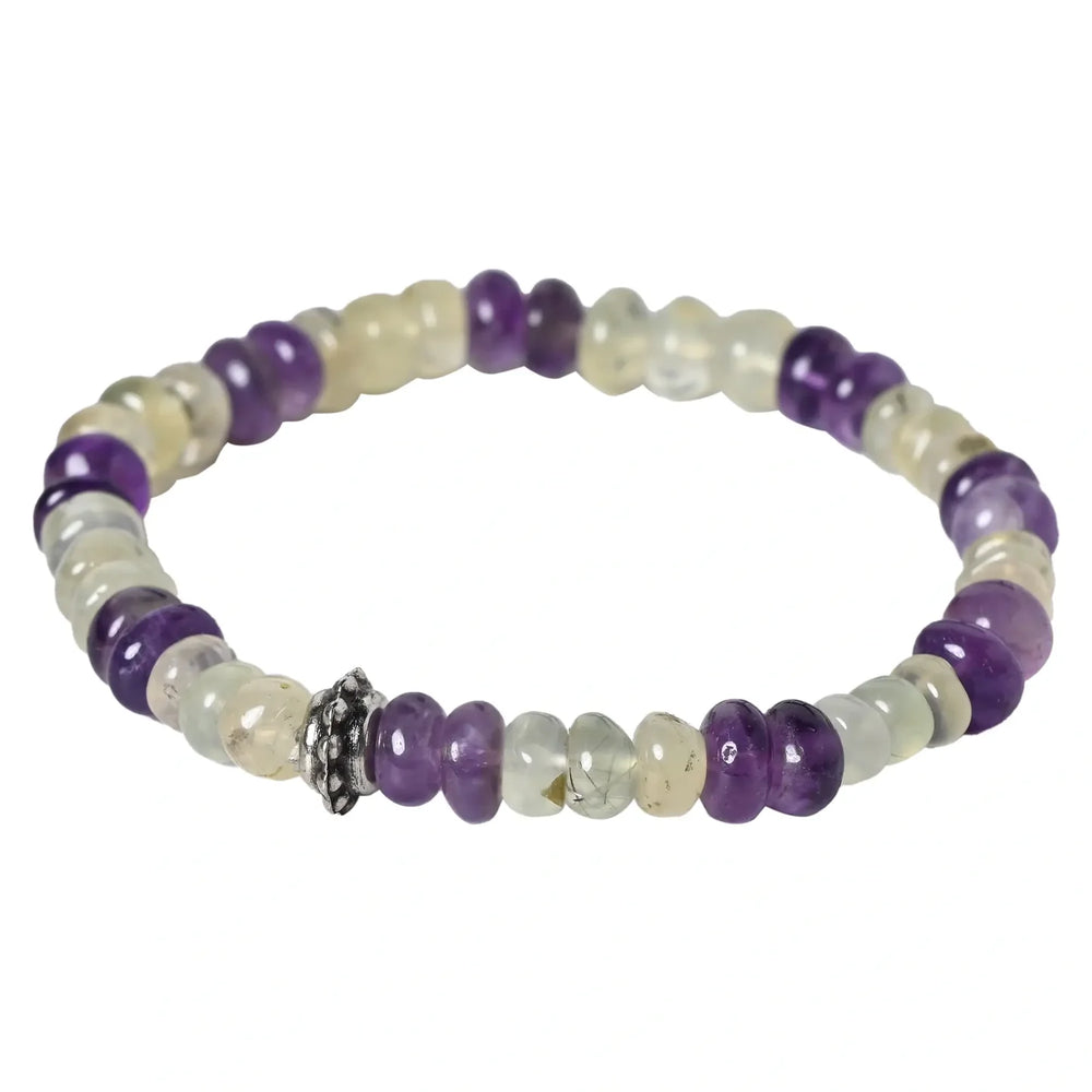 Elevate their Spirits with our Amethyst and Prehnite Healing Gemstone Bracelet - A Perfect Gift for Your Loved One" - EarthBased 