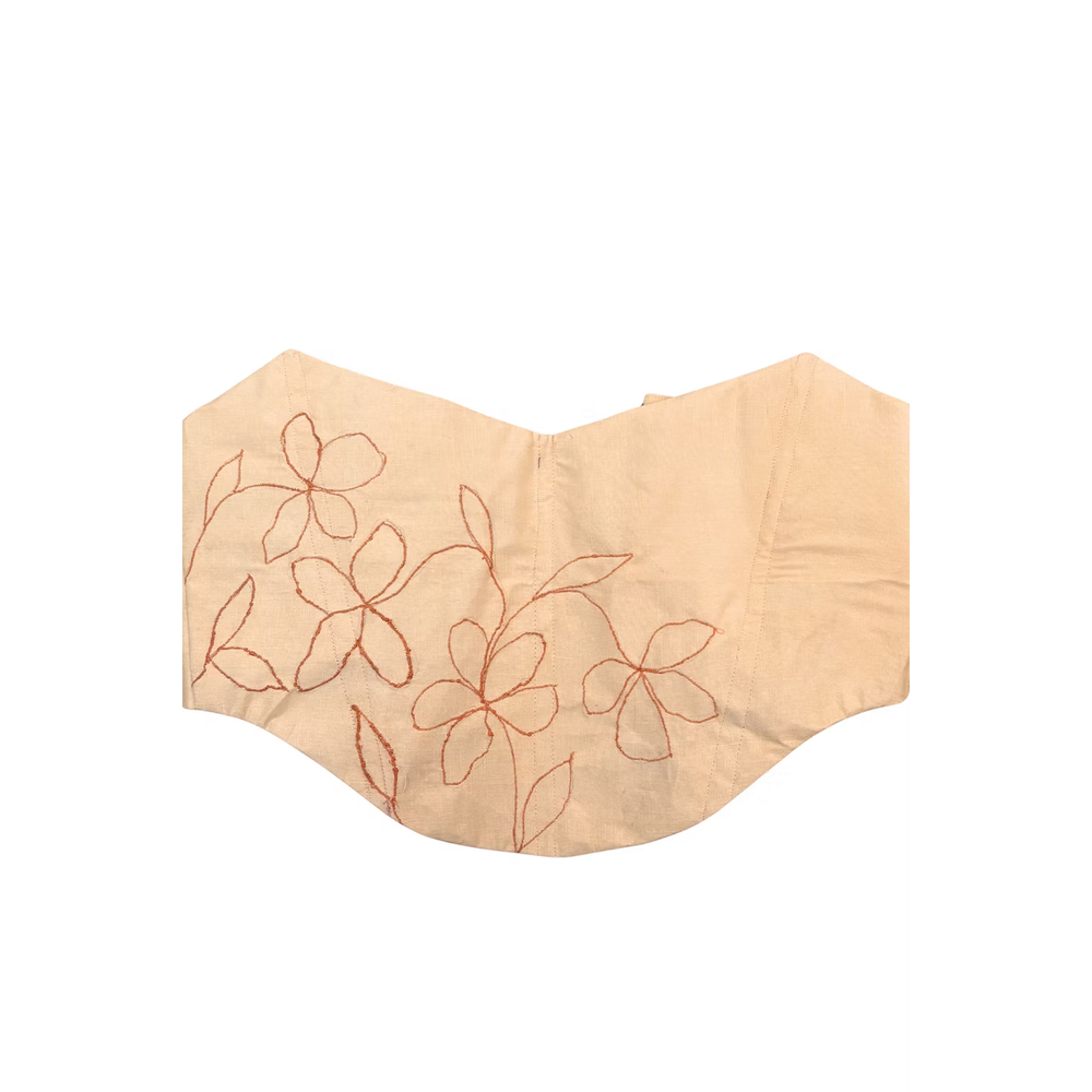 Peach Corset with red floral embroidery 