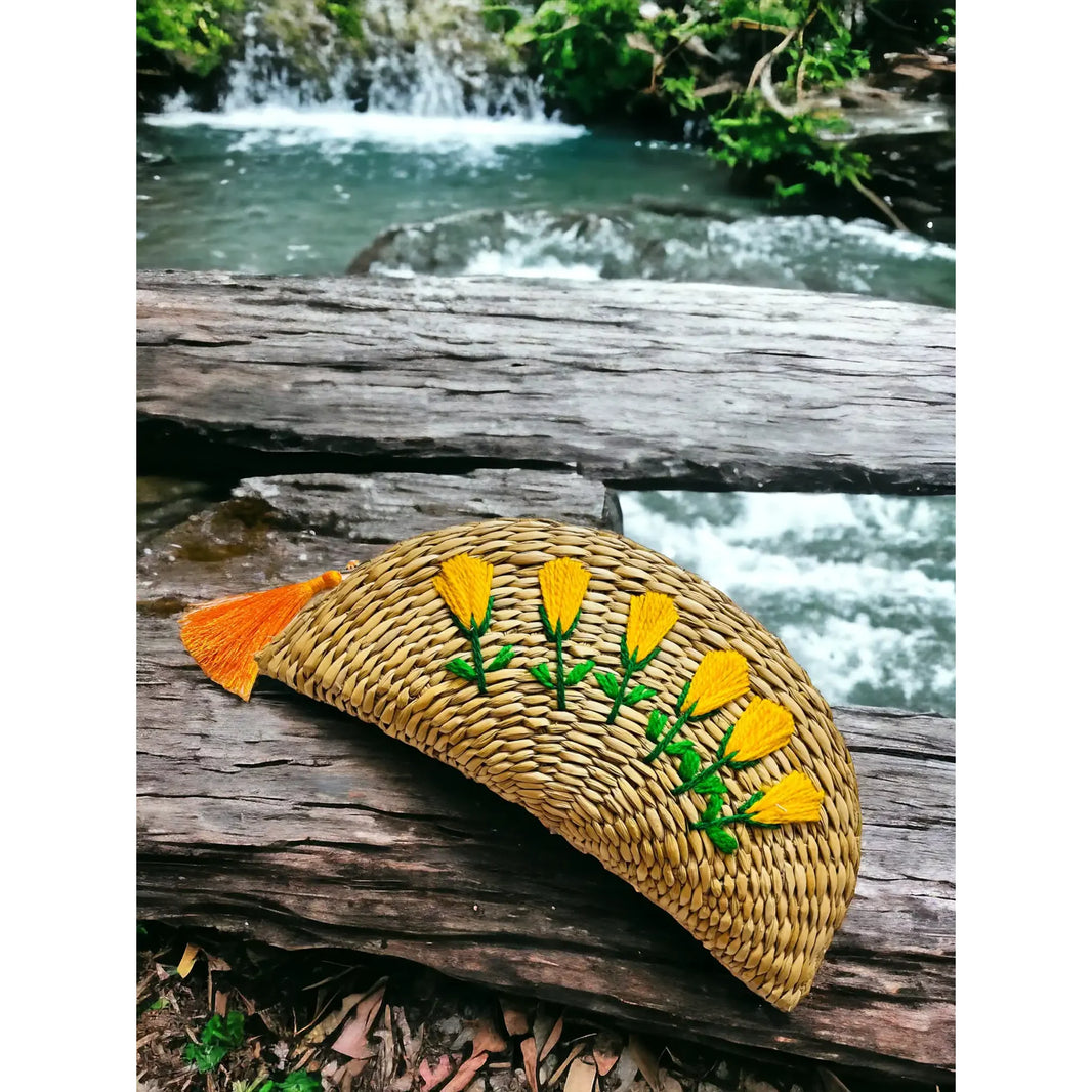 Ethnic Purse - Water Reed (Kauna Grass) Yellow | ONEarth - EarthBased 