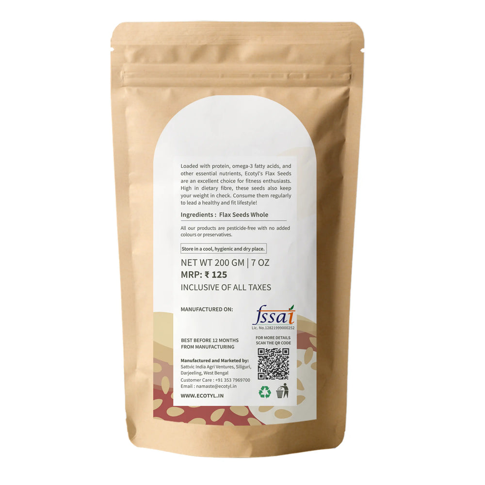 Ecotyl Flax Seeds - Set of 2 | Unroasted | 2 x 200g - EarthBased 