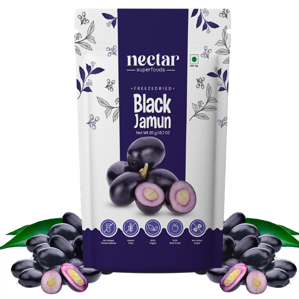 NECTAR SUPER FOODS- FREEZE DRIED BLACK JAMUN- PACK OF 2 UNITS 20 GM EACH - EarthBased 