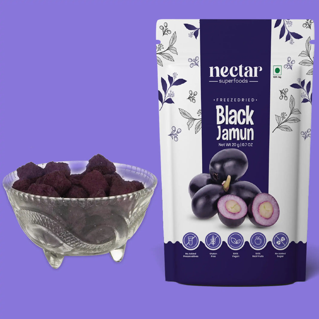 NECTAR SUPER FOODS- FREEZE DRIED BLACK JAMUN- PACK OF 2 UNITS 20 GM EACH - EarthBased 