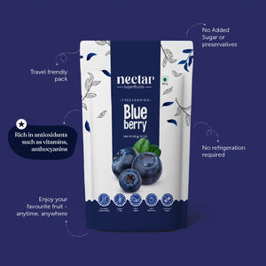 NECTAR SUPERFOODS- FREEZE DRIED BLUEBERRY WHOLE- PACK OF 2 UNITS 20 GM EACH - EarthBased 
