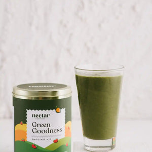 NECTAR SUPERFOODS- FREEZE DRIED GREEN GOODNESS SMOOTHIE MIX -300 GM PACK-PACK OF 1 UNIT - EarthBased 