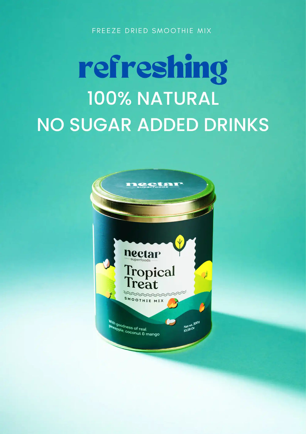 NECTAR SUPERFOODS- FREEZE DRIED TROPICAL TREAT SMOOTHIE MIX -300 GM PACK- PACK OF 1 UNIT - EarthBased 