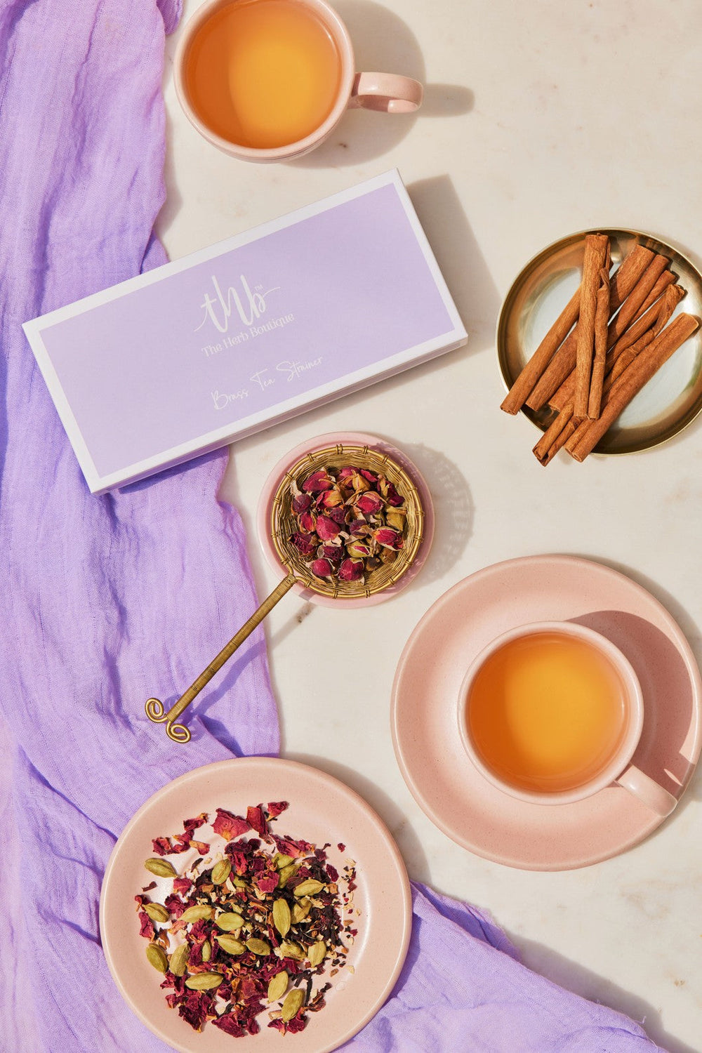 Fleur Brass Tea Strainer - EarthBased 