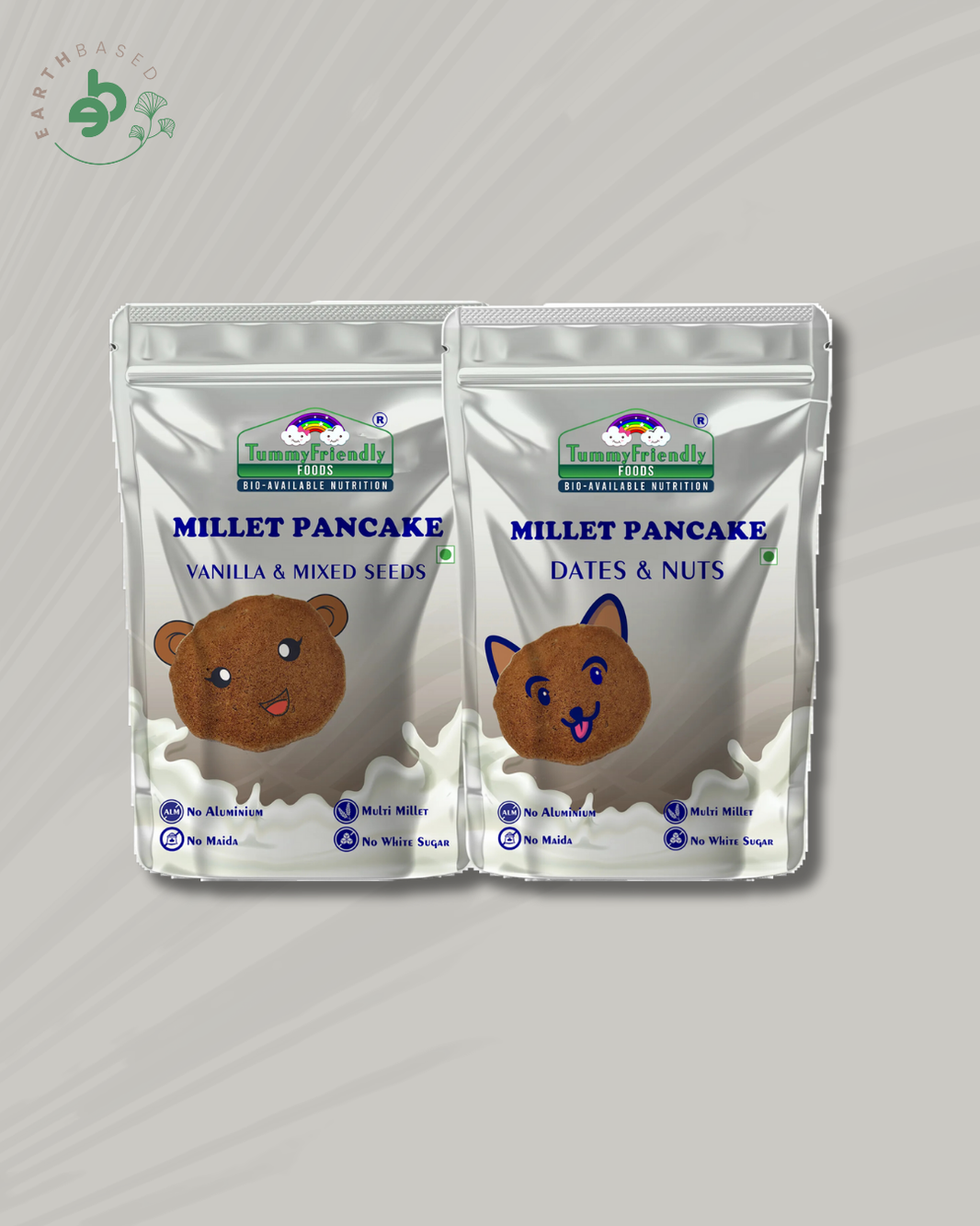 TummyFriendly Foods Millet Pancake Mix - Dates, Nuts, Seeds. HealthyBreakfast. 2 Packs 150g Each Cocoa Powder (2 x 150 g) - EarthBased 