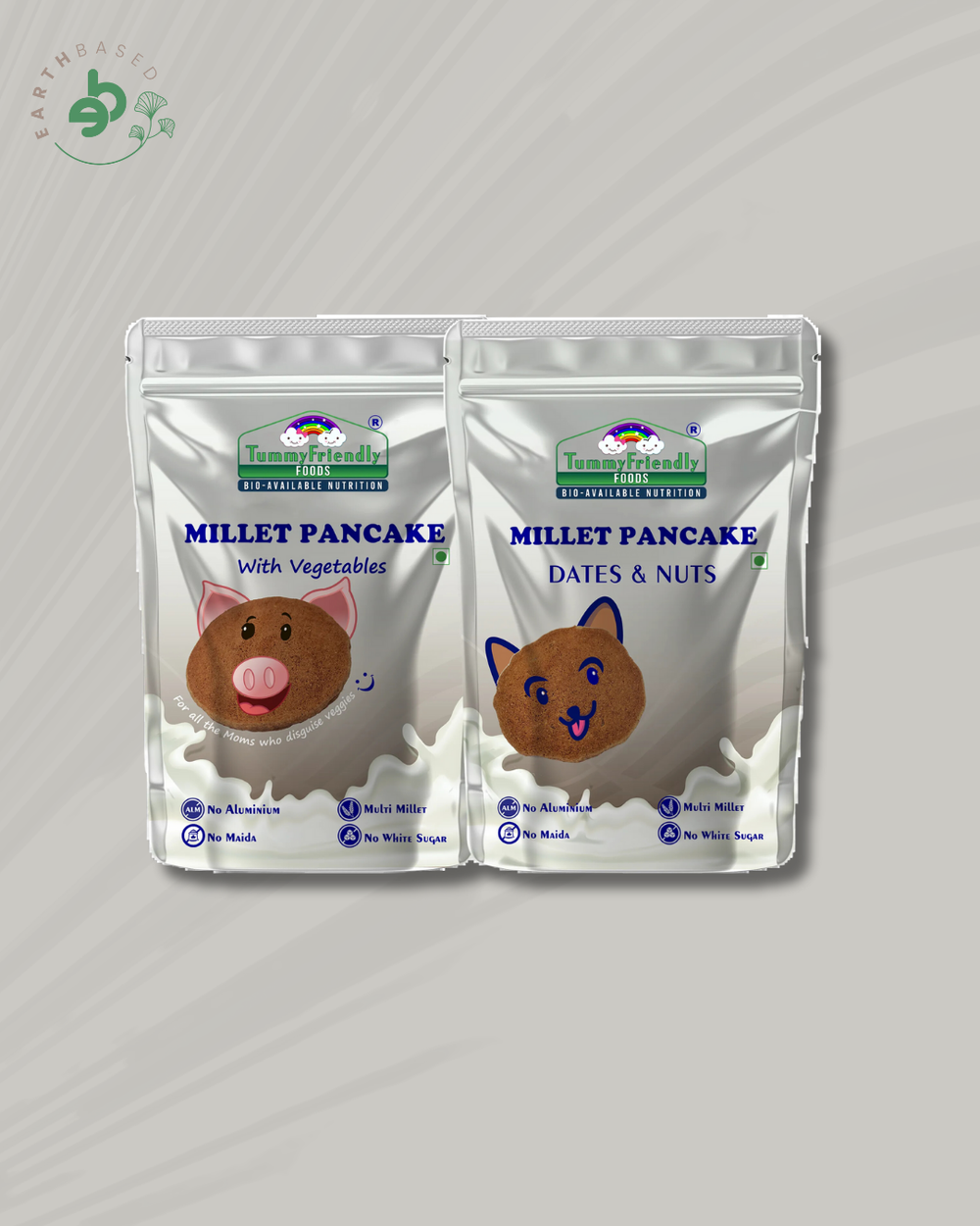TummyFriendly Foods Millet Pancake Mix - Veggies, Dates, Nuts. HealthyBreakfast. 2 Packs 150g Each Cocoa Powder (2 x 150 g) - EarthBased 