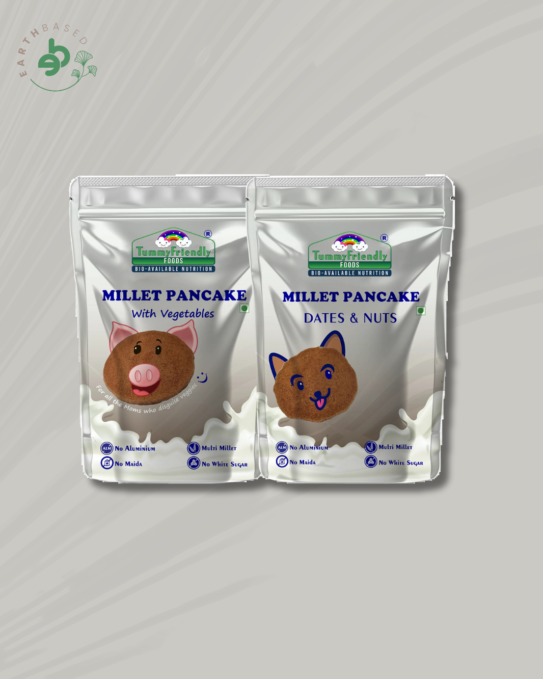 TummyFriendly Foods Millet Pancake Mix - Veggies, Dates, Nuts. HealthyBreakfast. 2 Packs 150g Each Cocoa Powder (2 x 150 g) - EarthBased 