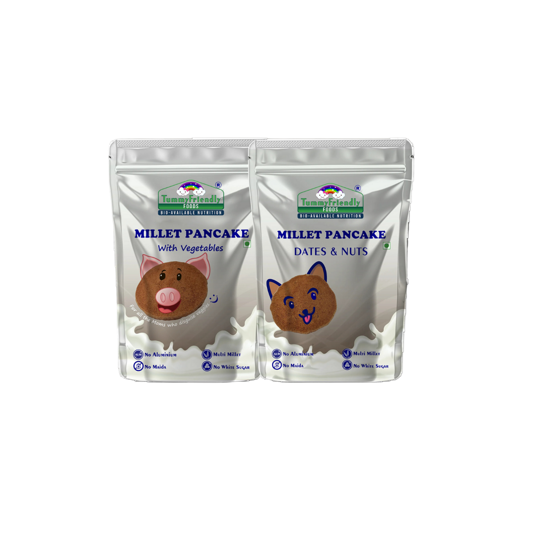 TummyFriendly Foods Millet Pancake Mix - Veggies, Dates, Nuts. HealthyBreakfast. Two 2 Packs 150g Each Cocoa Powder (4 x 150 g) - EarthBased 