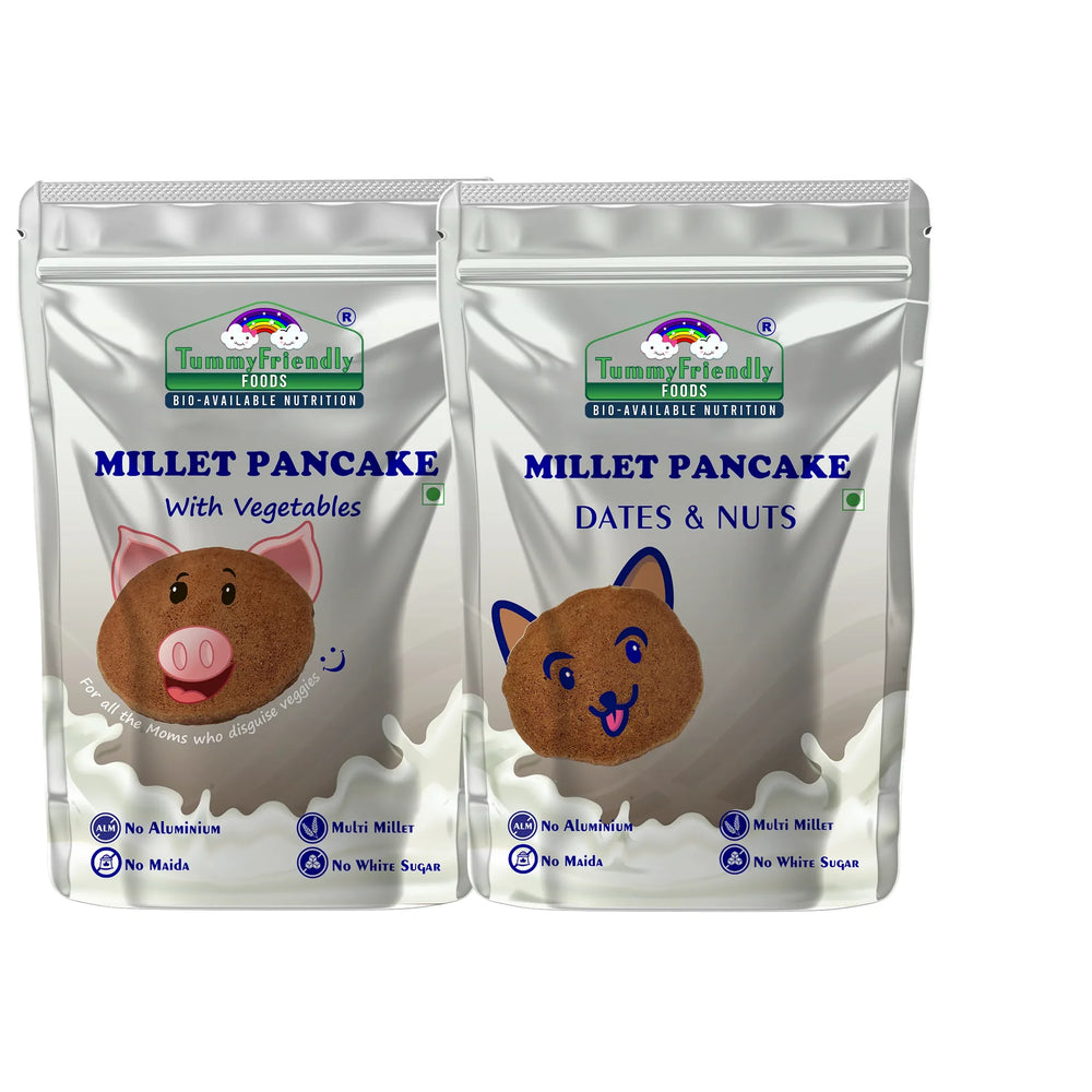 TummyFriendly Foods Millet Pancake Mix - Veggies, Dates, Nuts. HealthyBreakfast. Two 2 Packs 150g Each Cocoa Powder (4 x 150 g) - EarthBased 