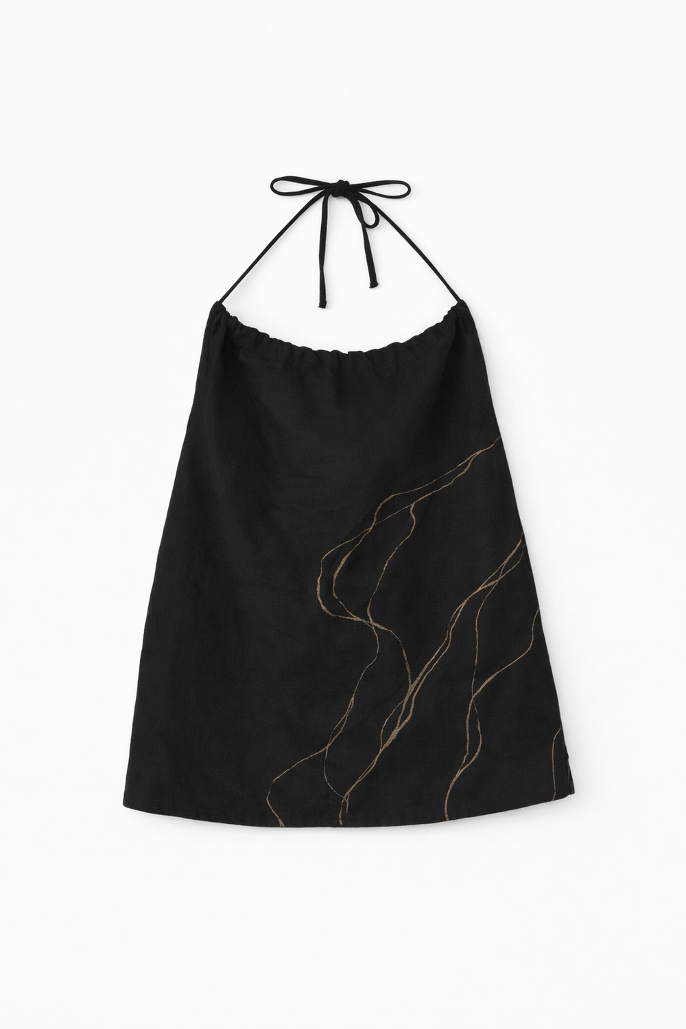 Black sleeveless strappy top with gold detailing, breathable cotton top styled with denim for casual summer outfits.
