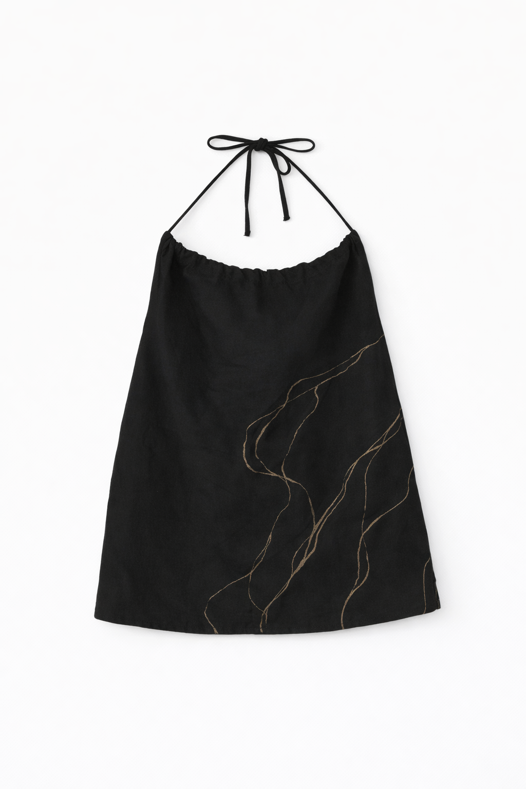 Black sleeveless strappy top with gold detailing, breathable cotton top styled with denim for casual summer outfits.