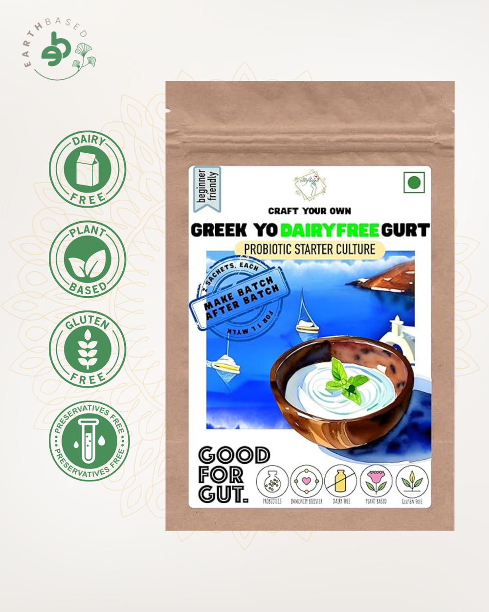 Greek Yo -Dairy Free- Gurt Starter | Make Batch-After-Batch at Home Easily | Imported from Europe by Posh Flavors - EarthBased 