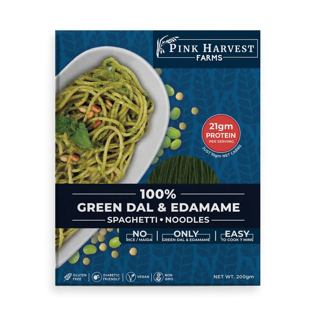 Green Dal & Edamame Spaghetti Noodles by Pink Harvest - EarthBased 