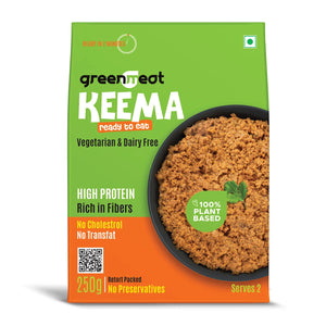 Greenmeat Keema ready to eat plant-based mince pouch, front view