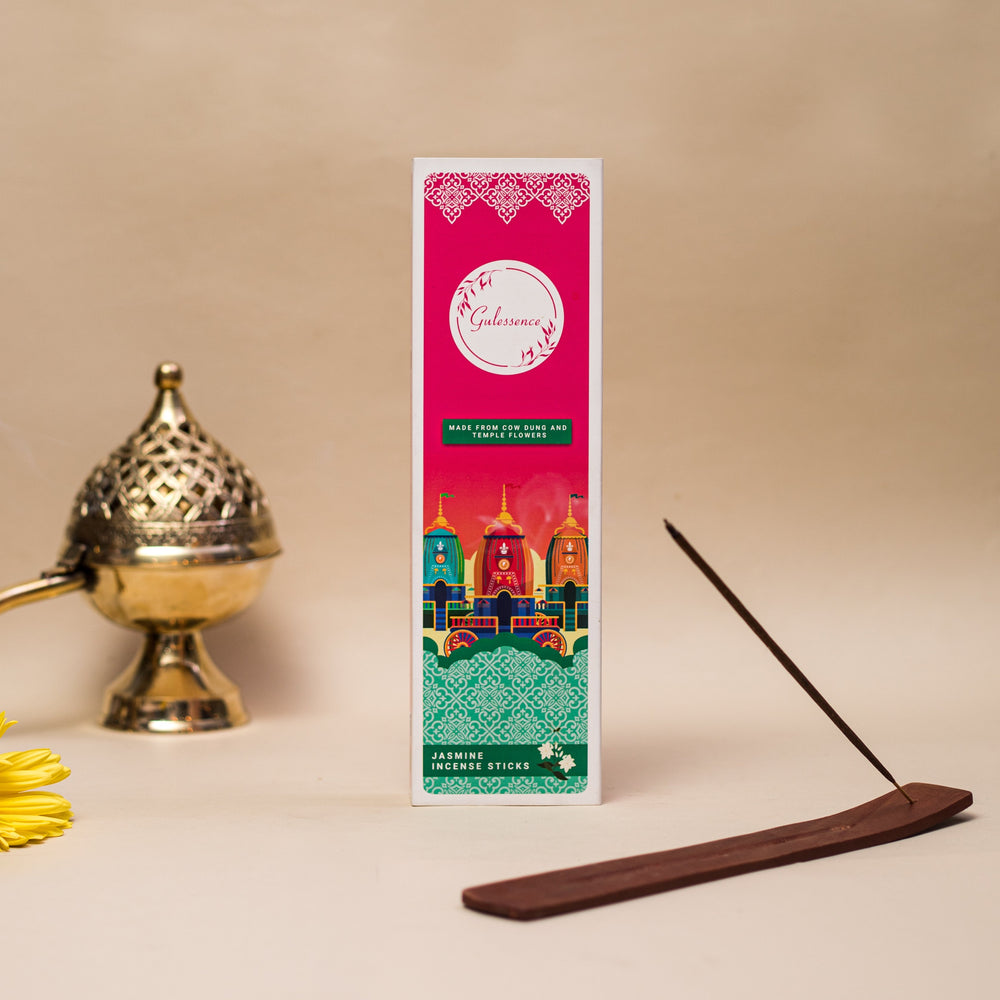 Gulessence  Sandal, Jasmine ,Rose Incense Sticks with Free Incense Holder | Pack of 3 (40 Incense Sticks Each Box) - EarthBased 