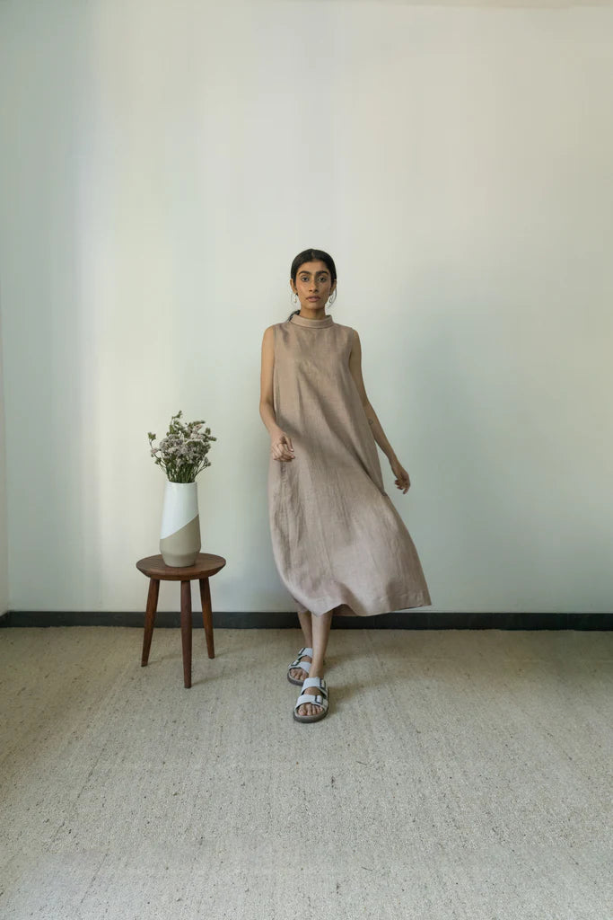 HIGH-NECK A-LINE DRESS - EarthBased 