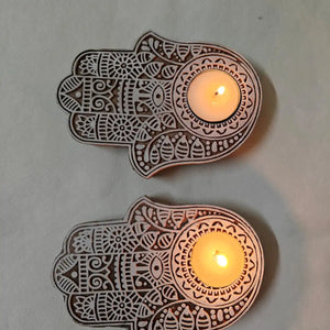 Hamsa hand tea light holder (set of 2) | ONEarth - EarthBased 