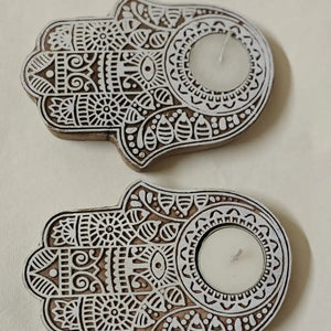 Hamsa hand tea light holder (set of 2) | ONEarth - EarthBased 